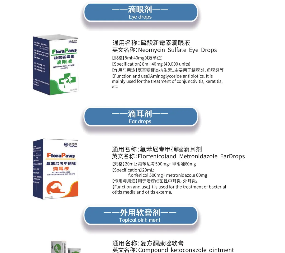 新际宠物宠物药品滴眼剂滴耳剂与外用软膏产品资料