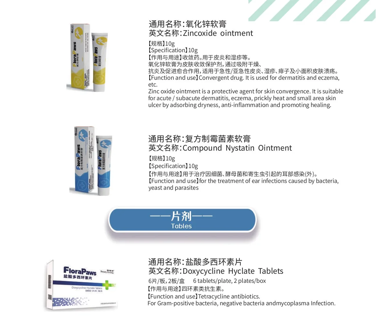 新际宠物宠物药品软膏剂与片剂产品资料