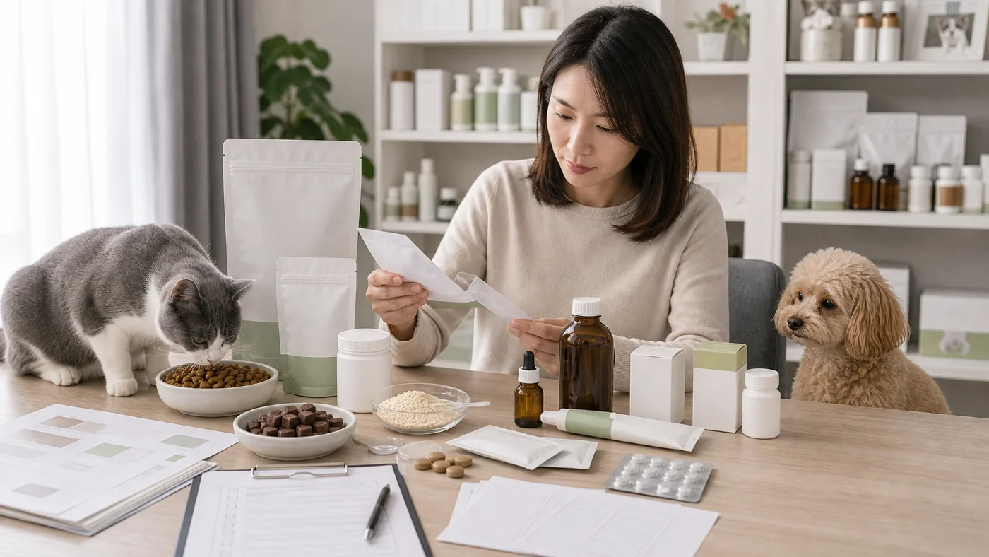 宠物产品打样要确认什么?猫粮狗粮适口性、保健品剂型和宠物药品资料怎么判断